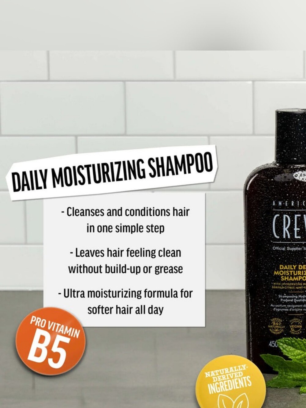 THREE AMERICAN CREW DAILY DEEP MOISTURIZING SHAMPOO FOR MEN 33.8FL OZ EACH - Picture 6 of 9